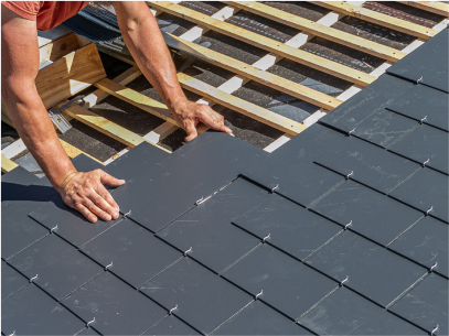 pose d'ardoise sur toiture à Bou près d'Orléans dans le Loiret 45